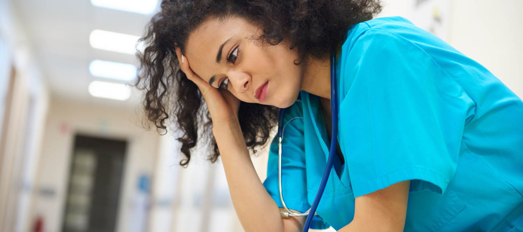 Tired healthcare professional