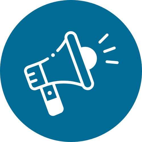 outlined graphic of a megaphone