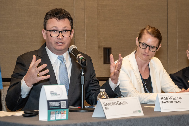 Sandro Galeo speaking to panel at ASPPH 2024 Annual Meeting Session on the Role of Academica in Gun Violence Prevention