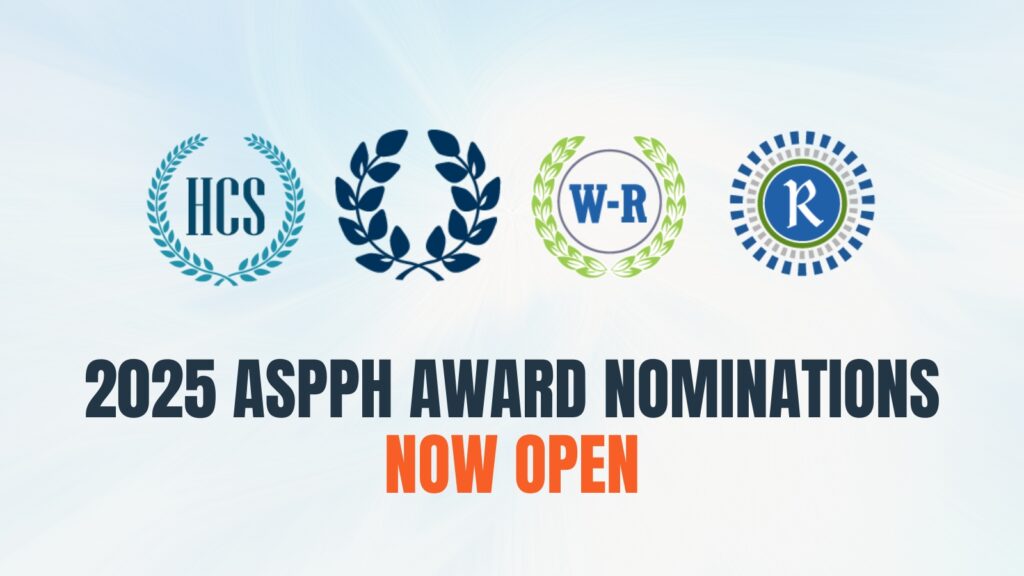 2025 ASPPH Award Nominations Now Open banner with three laurels representing different awards