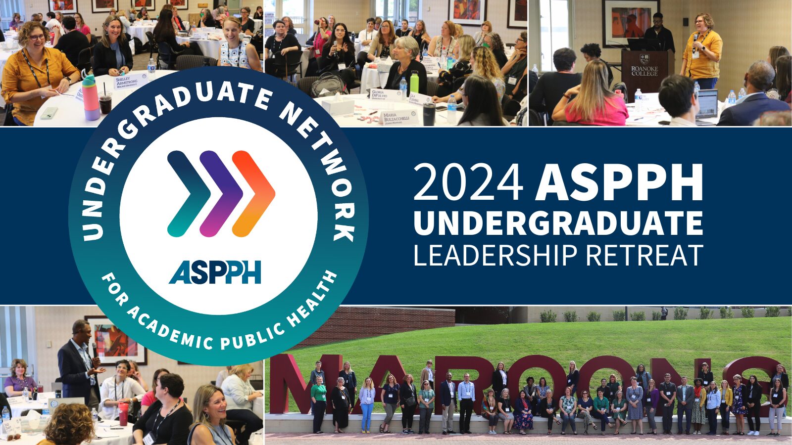 2024 ASPPH Undergraduate Leadership Retreat showcasing discussions and group activities with attendees, highlighting the Undergraduate Network for Academic Public Health