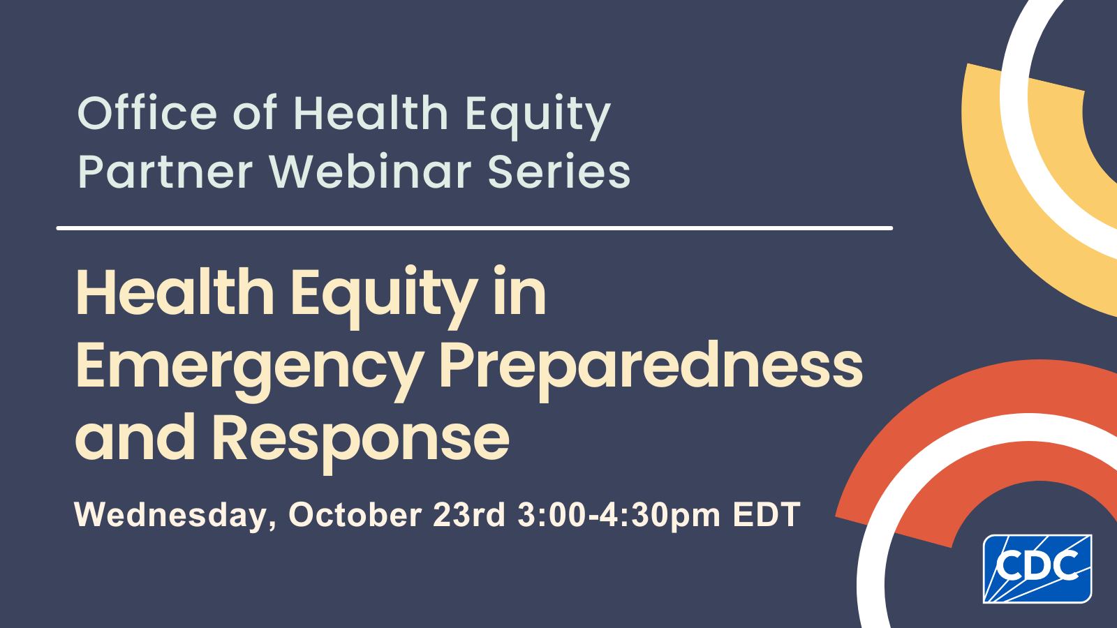 CDC’s Health Equity Webinar
