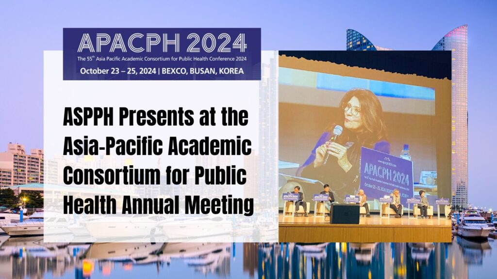 Photo ASPPH President at podium during the APACPH 2024 conference in Busan, South Korea