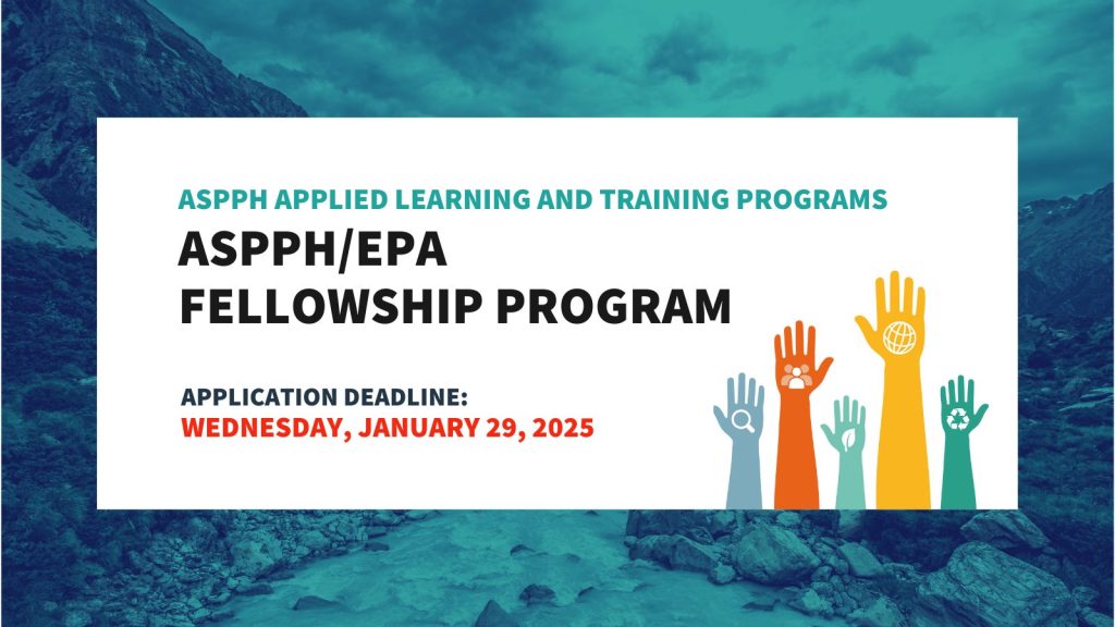 ASPPH and EPA Fellowship Program announcement, application deadline January 29, 2025, featuring colorful hands and nature background