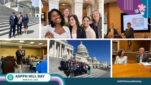 ASPPH public health advocates at ASPPH's Hill Day 2025 meet with policymakers, attend discussions, and pose on Capitol Hill to promote public health issues