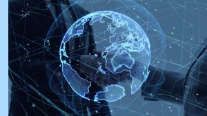 Blue Outline of Earth globe