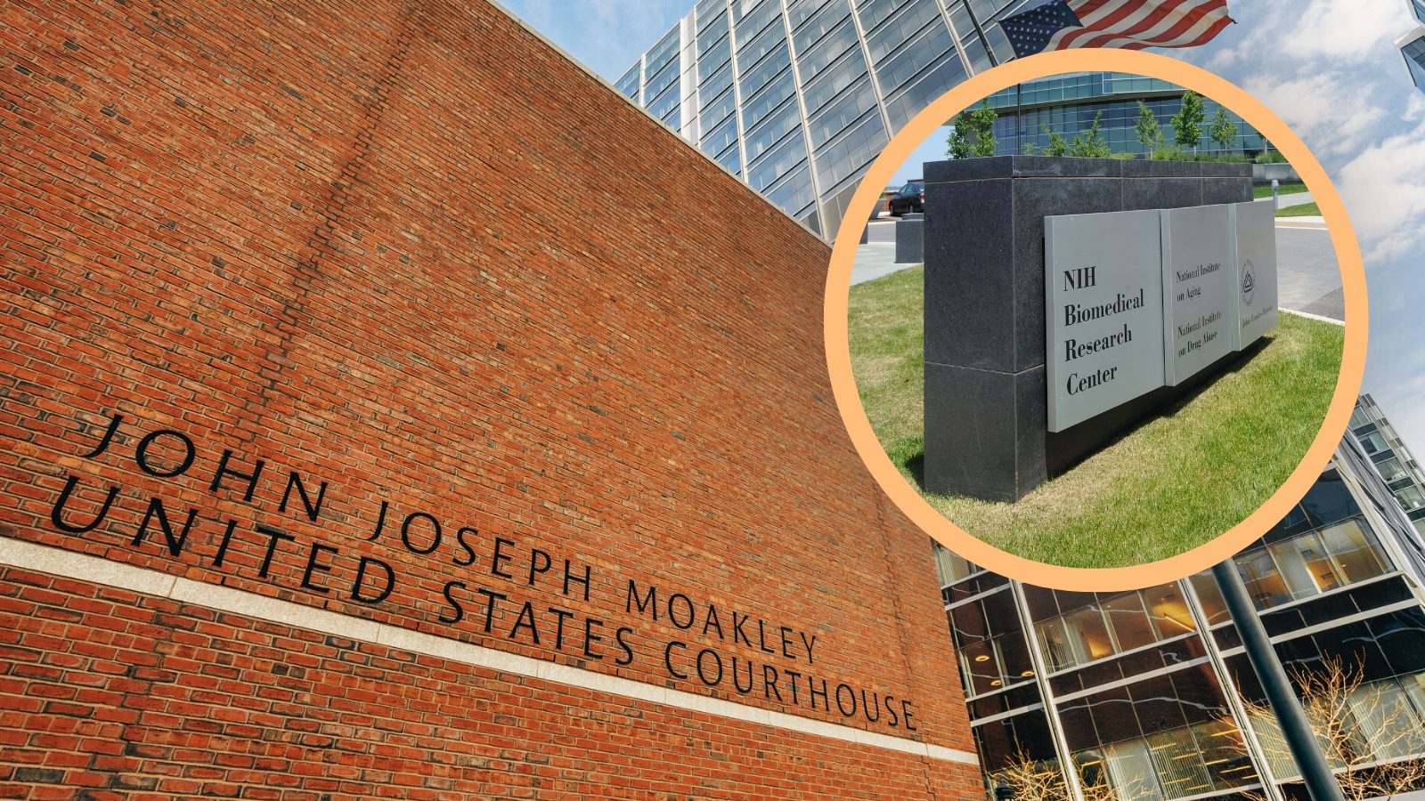 John Joseph Moakley US Courthouse image with NIH Research center in corner