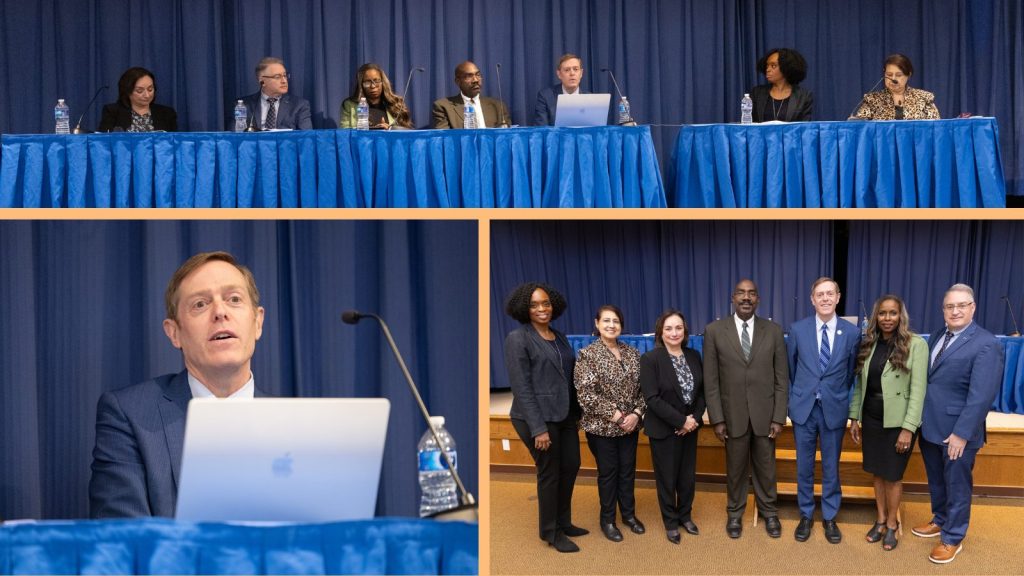 Tim Leshan speaking on panel at Hofstra University