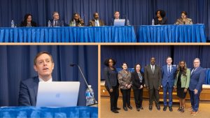 Tim Leshan speaking on panel at Hofstra University