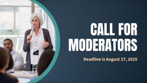 Call for Moderators with image of woman speaking