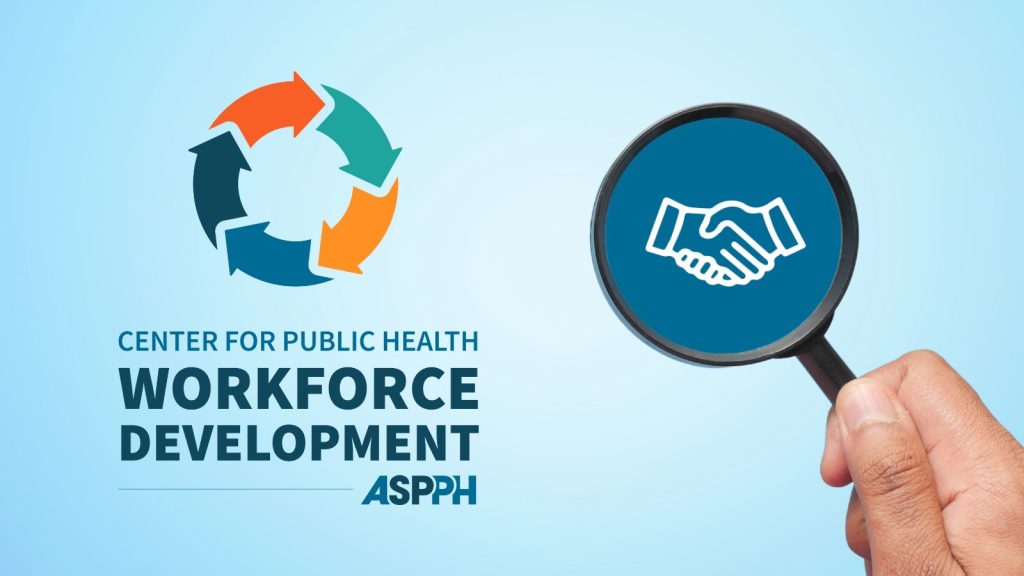Center for Public health workforce development logo with magnifying glass