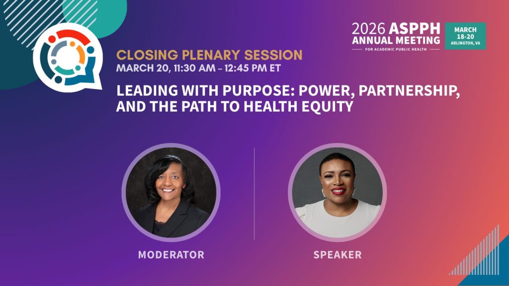 Closing Plenary ASPPH 2026 Annual Meeting Announcement graphic with two headshots