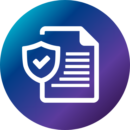 Icon of paperwork and a shield