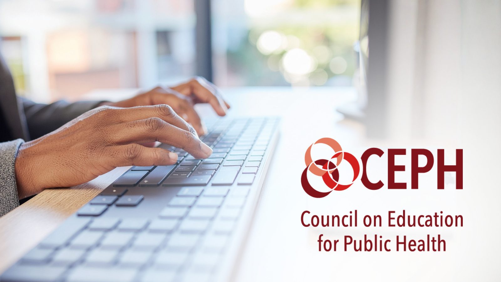 Hands Typing on Keyboard with CEPH logo