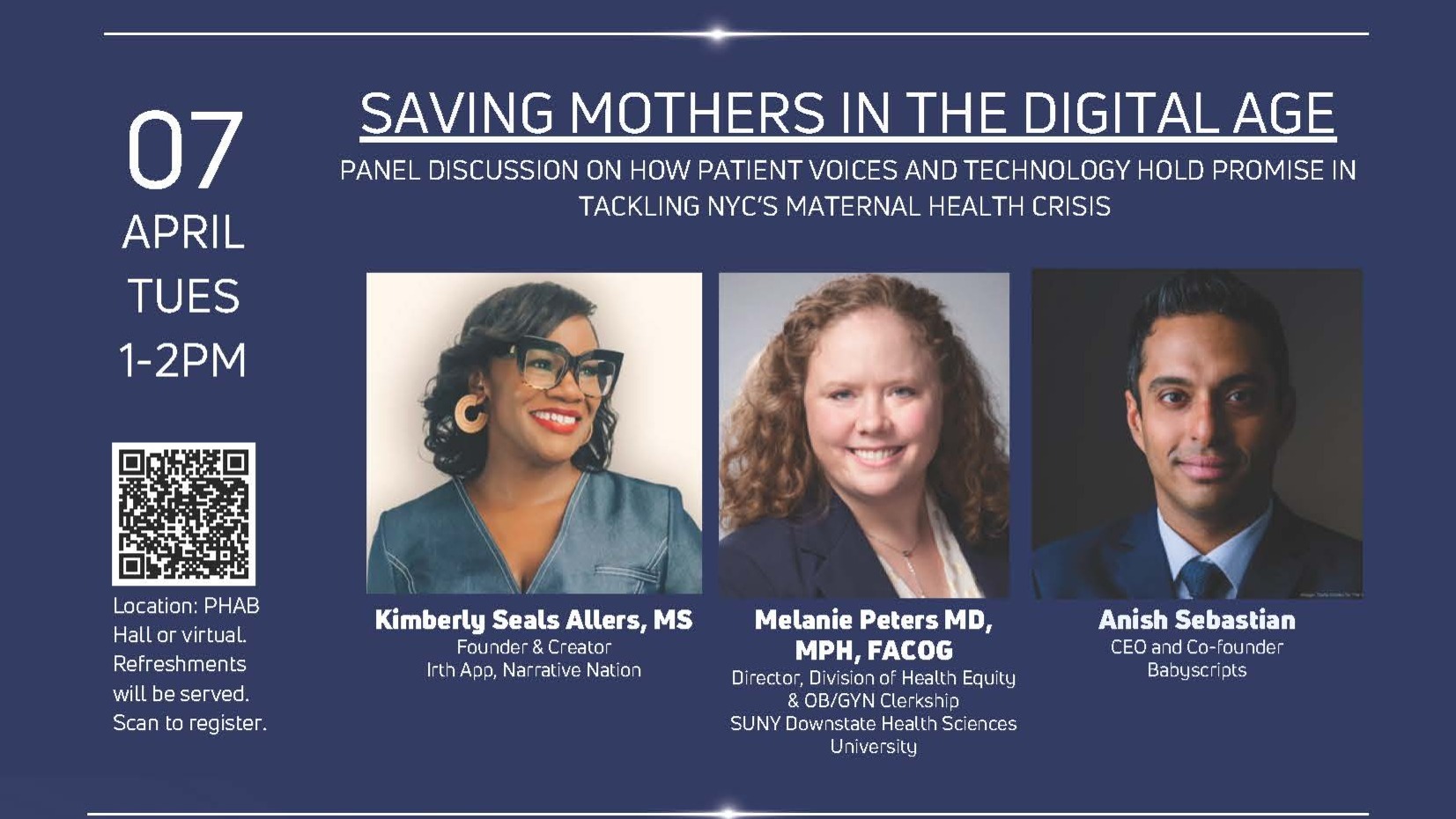 Saving Mothers in The Digital Age: Technology And NYC’s Maternal Health Crisis Tuesday, April 7 | 1:00–2:00 PM