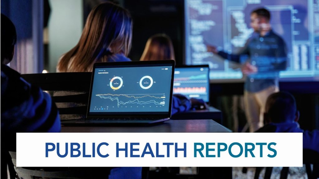 Public Health Reports text over image of computer lab