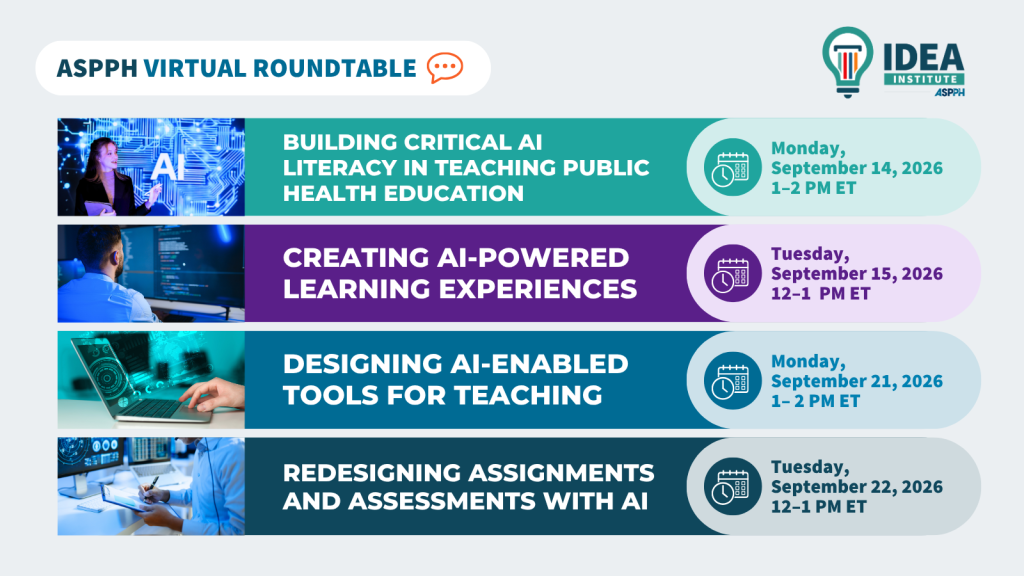 List of ASPPH Virtual AI Roundtables Occurring September 2026